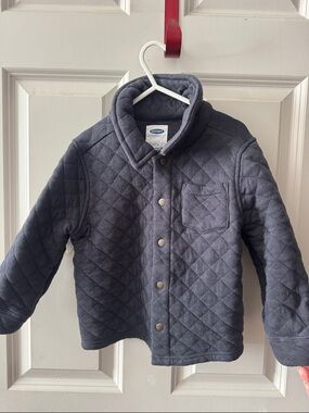 Old Navy Quilted Gray Kids Puffer Jacket with Snap Front